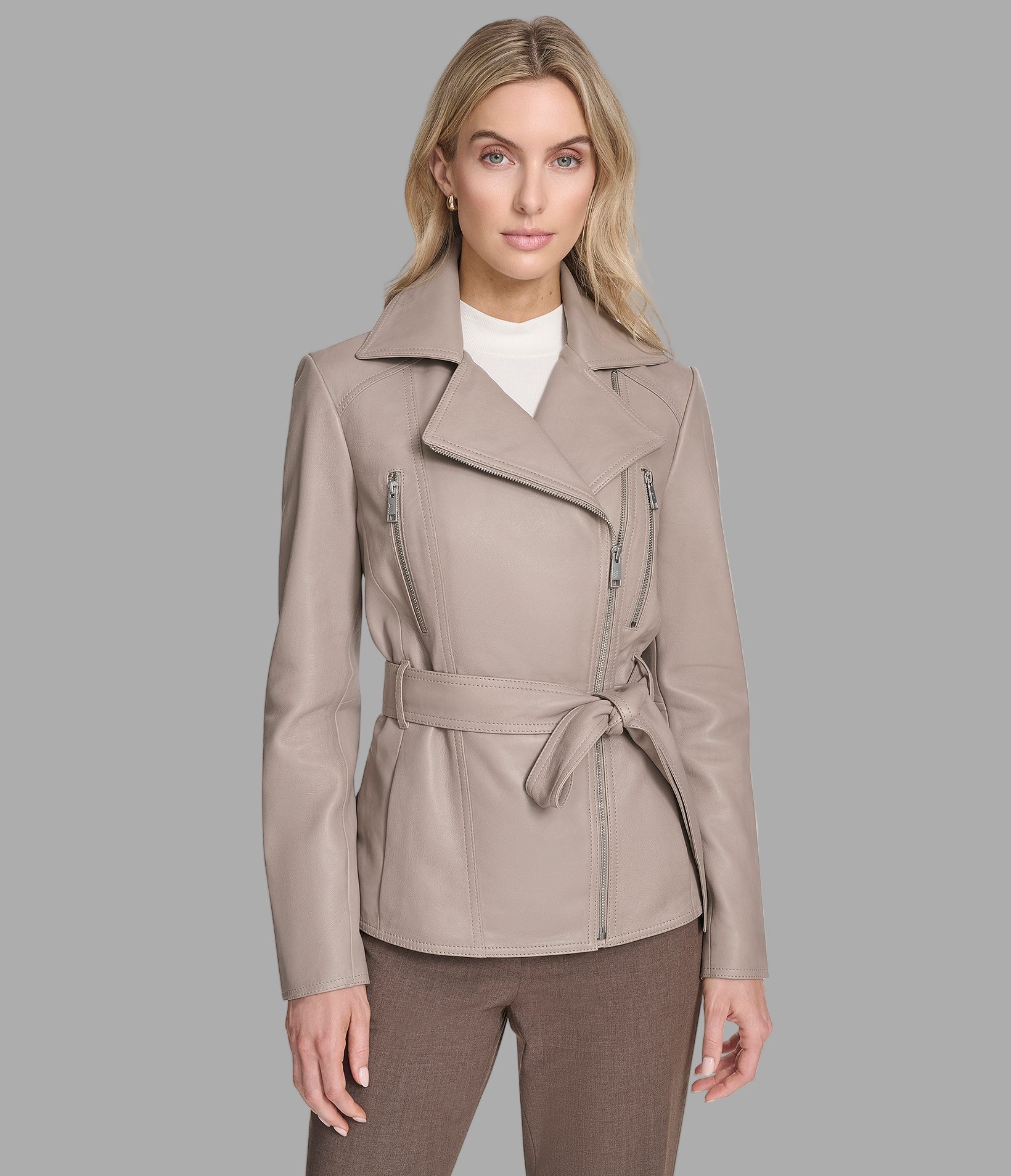 Women's leather moto jacket