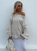 Women's Harmony Balloon Sleeve Knit Sweater Beige