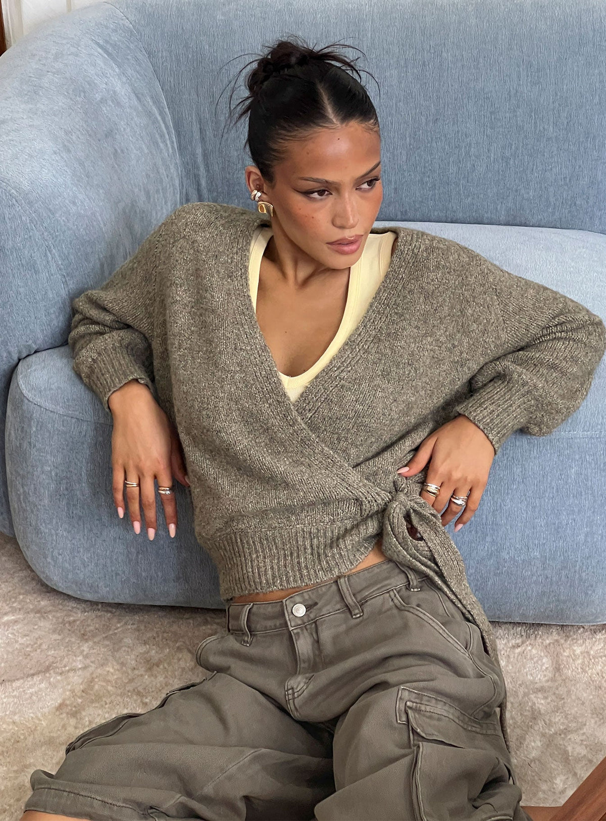 Women's Daelan Wrap Knit Cardigan Brown — Sweater