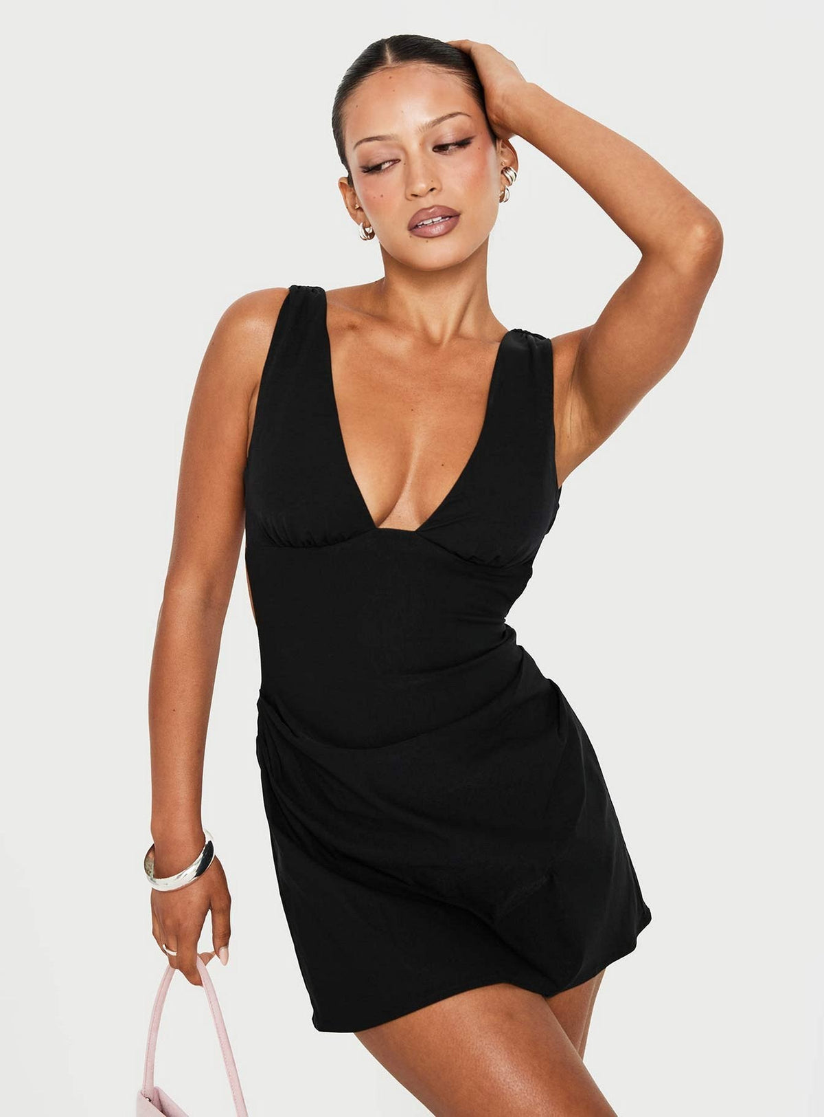 Women's Sunswept Open Back Mini Dress Black — Dress