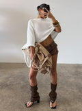 Women's Rouse Off Shoulder Knit Poncho White — Sweater