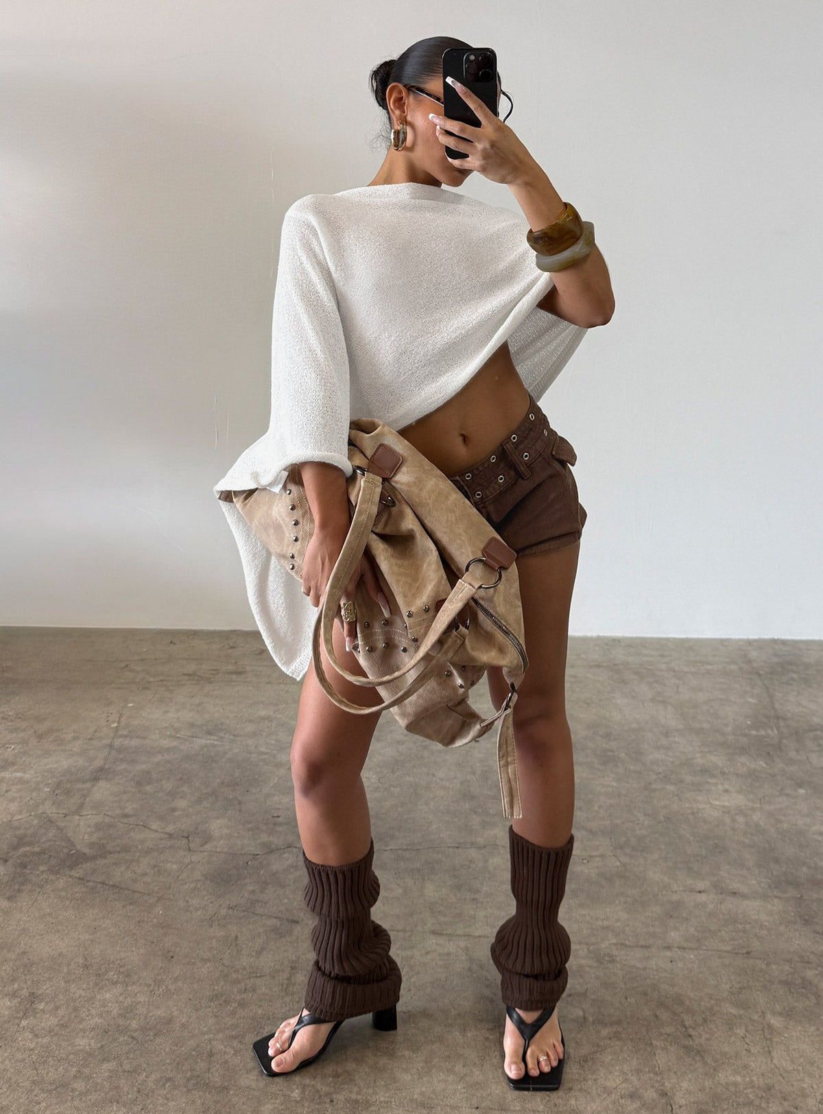 Women's Rouse Off Shoulder Knit Poncho White — Sweater