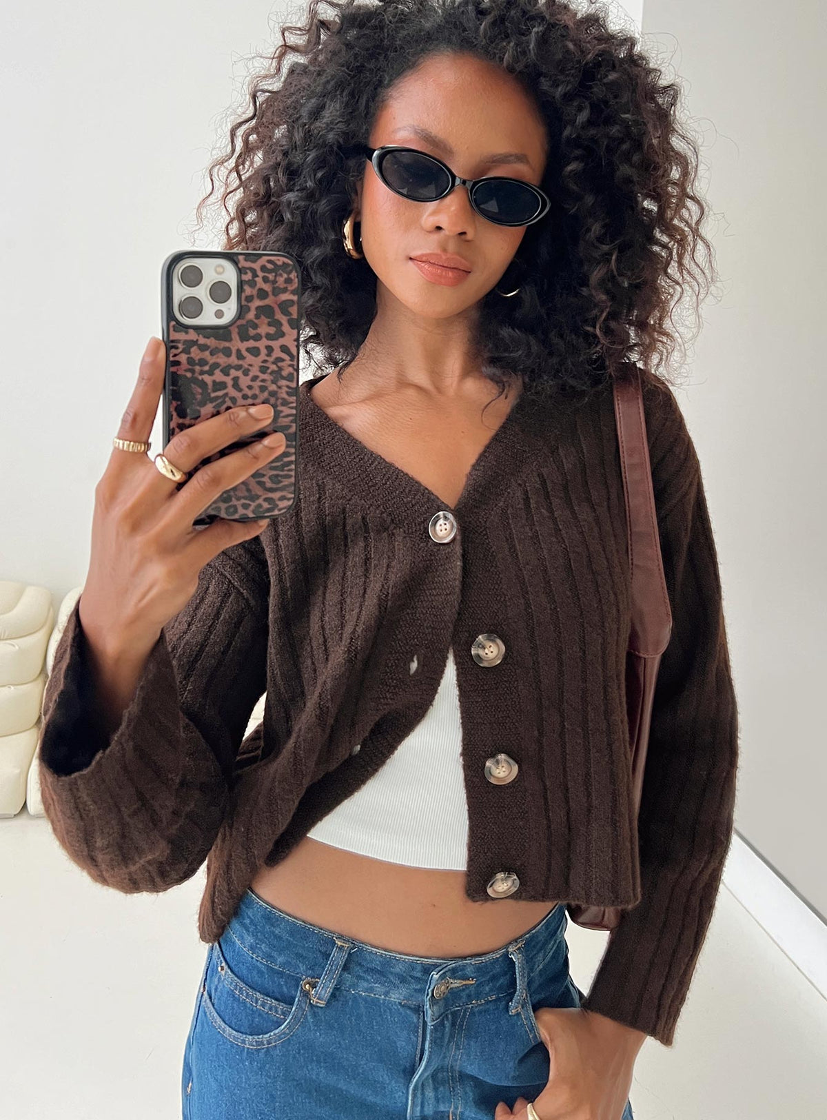 Women's Romona Knit Cardigan Chocolate — Sweater