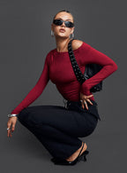 Women's Spiller Off The Shoulder Top Burgundy