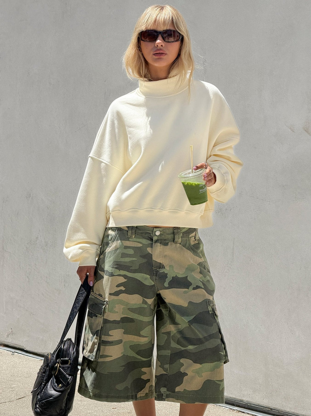 Women's Anyya Funnel Neck Crew Jumper Cream — Sweater
