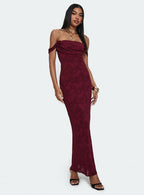 Women's Azura Off The Shoulder Maxi Dress Burgundy — Dress