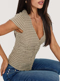 Women's Indulgence Corset Top Beige Check