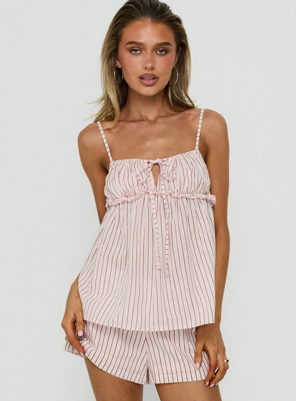 Women's Harwin Gathered Bust Babydoll Top Pink Stripe