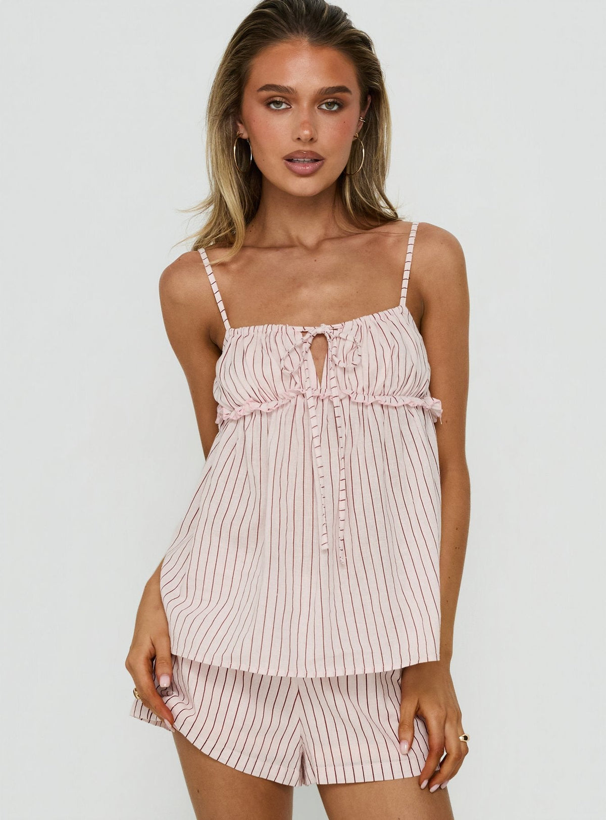 Women's Harwin Gathered Bust Babydoll Top Pink Stripe