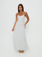 Women's Marguerite Halter Maxi Dress White Polka Petite — Dress