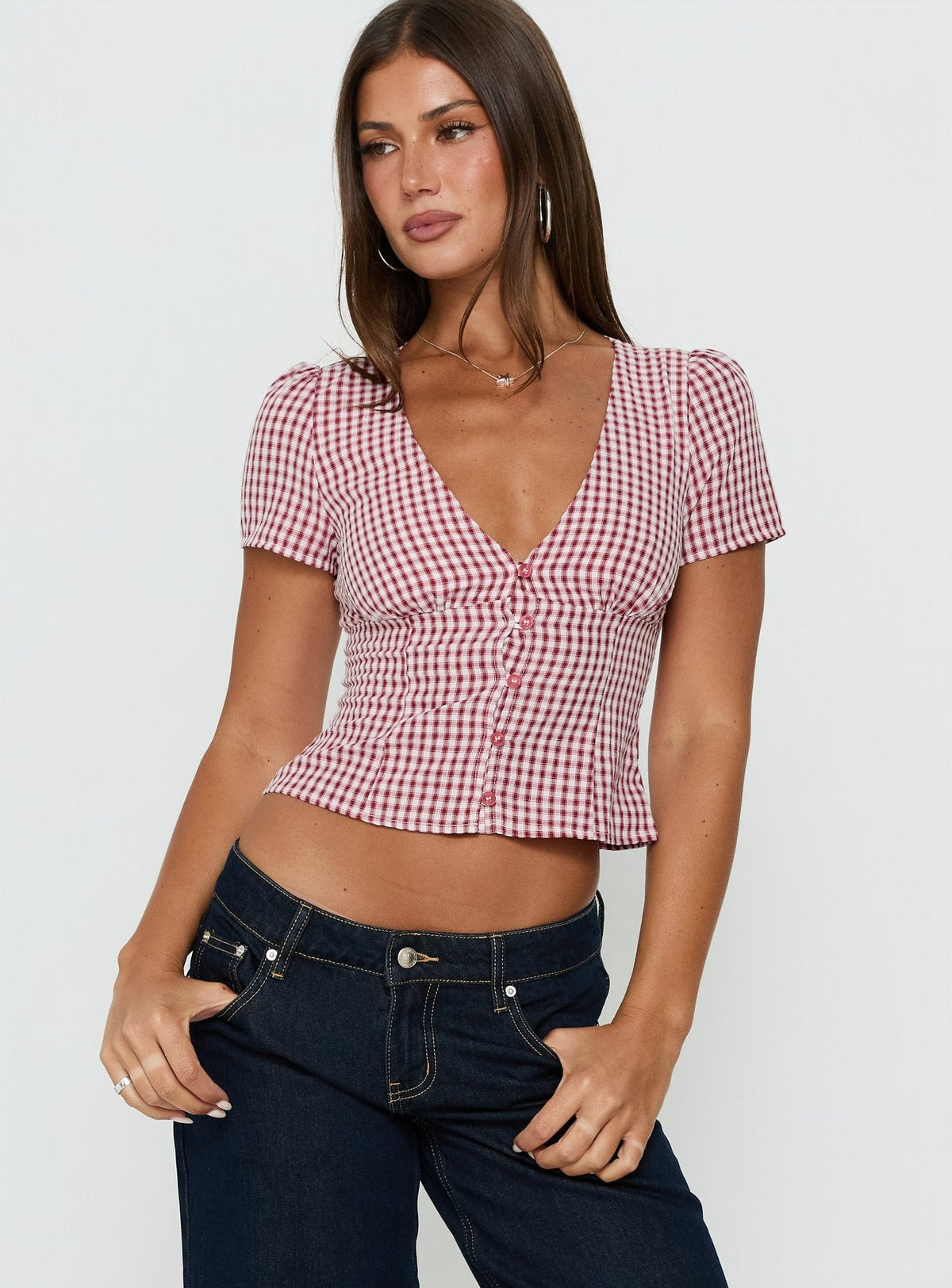 Women's Isolda Top Red Gingham