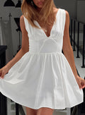 Women's Mattison Plunge Mini Dress White — Dress
