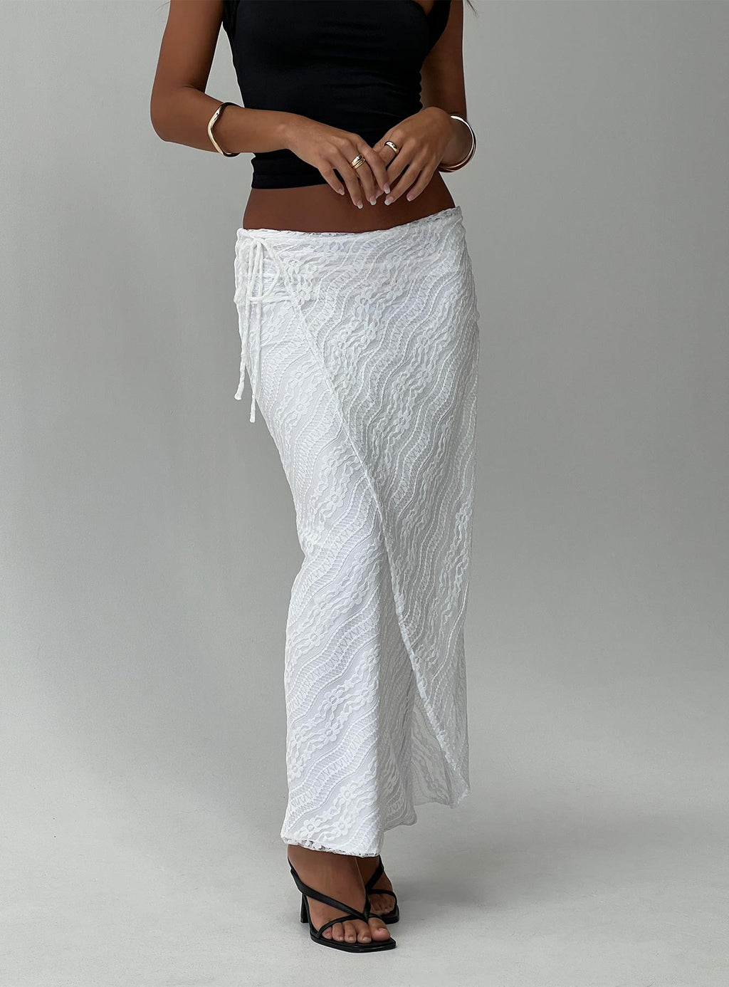 Women's Ring Her Up Lace Wrap Maxi Skirt White