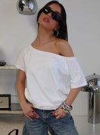 Women's Icon Baby Off Shoulder Top White