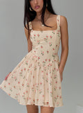 Women's Straplie Mini Dress Cream Floral — Dress