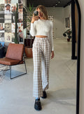 Women's Archer Pants Beige Plaid