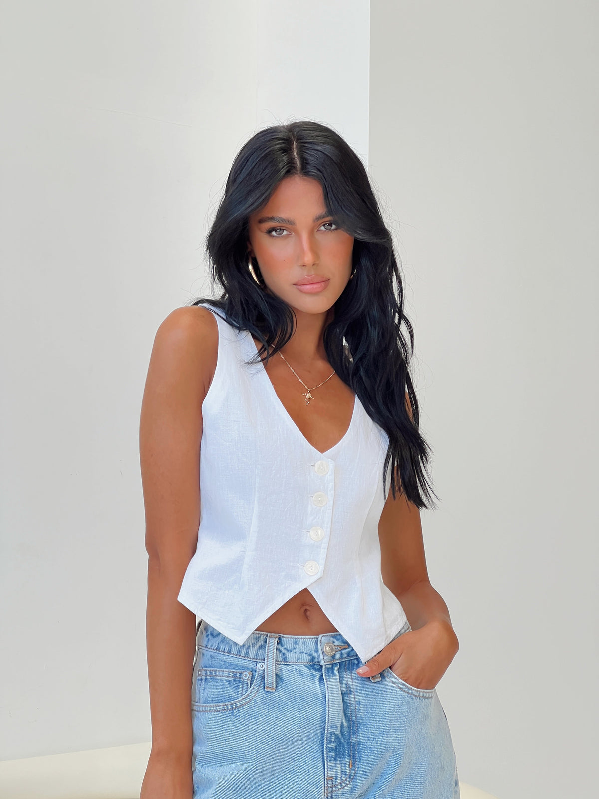 Women's Capone Vest Ivory — Top