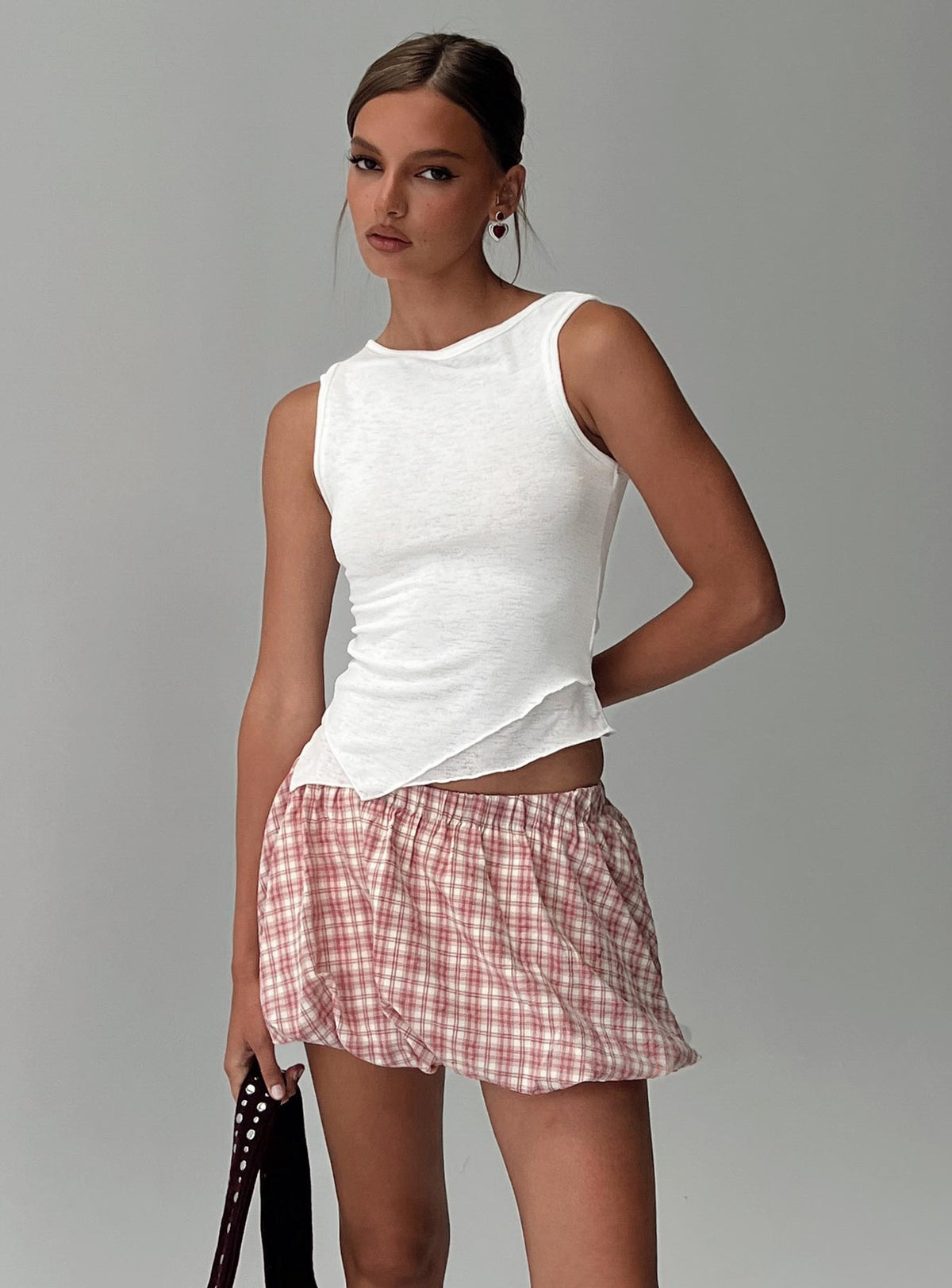 Women's Cydnee Bubble Hem Mini Skort Red Multi — Skirt
