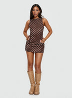 Women's Yumiko Romper Brown Polka Dot