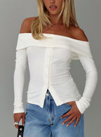Women's Dusk Dipped Off Shoulder Top White