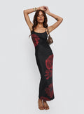 Women's Lucky to Love Maxi Dress Black / Red Floral — Dress