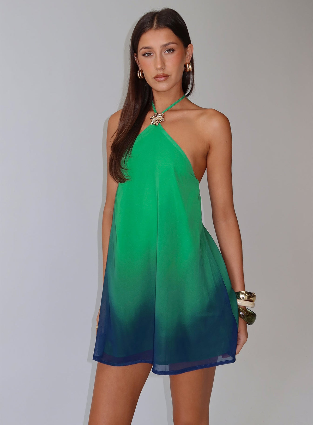 Women's Nichole Halter Mini Dress Green — Dress