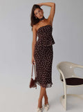 Women's Sydni Midi Bias Cut Skirt Chocolate / Pink Polka