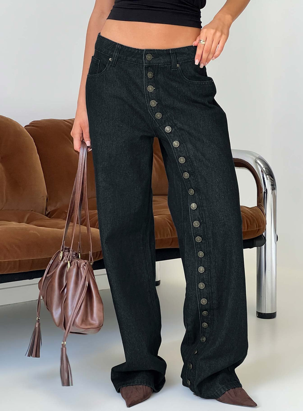 Women's Penny Mid Rise Straight Leg Jeans Raw Denim