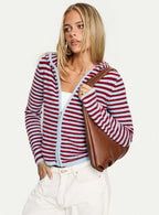 Women's Superstars Zip Through Hoodie Blue / Red Stripe — Sweater