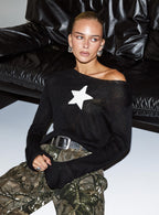Women's Big Star Knit Sweater Black