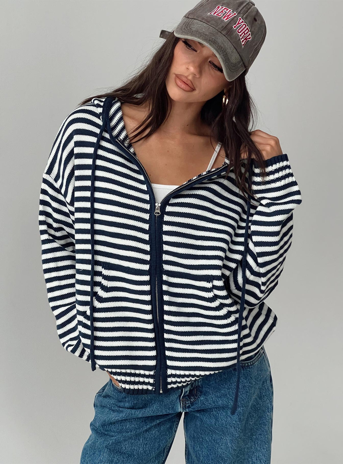 Women's Brienna Zip Jacket Navy — Sweater