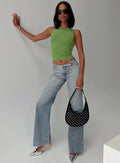 Women's Slow Ride Mid Rise Bootleg Belted Jeans Light Blue