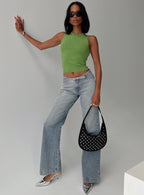 Women's Slow Ride Mid Rise Bootleg Belted Jeans Light Blue