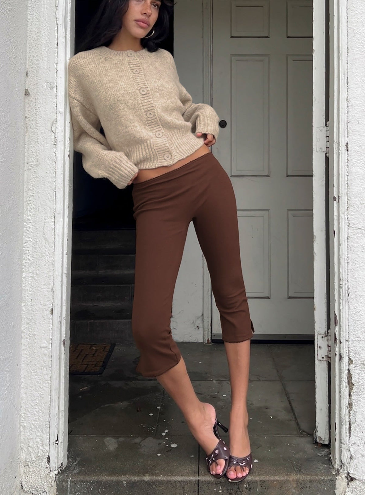 Women's Trevonn Button Up Knit Cardigan Beige — Sweater