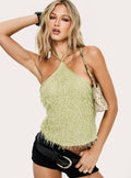 Women's Dashae Fluffy Arrowneck Top Green