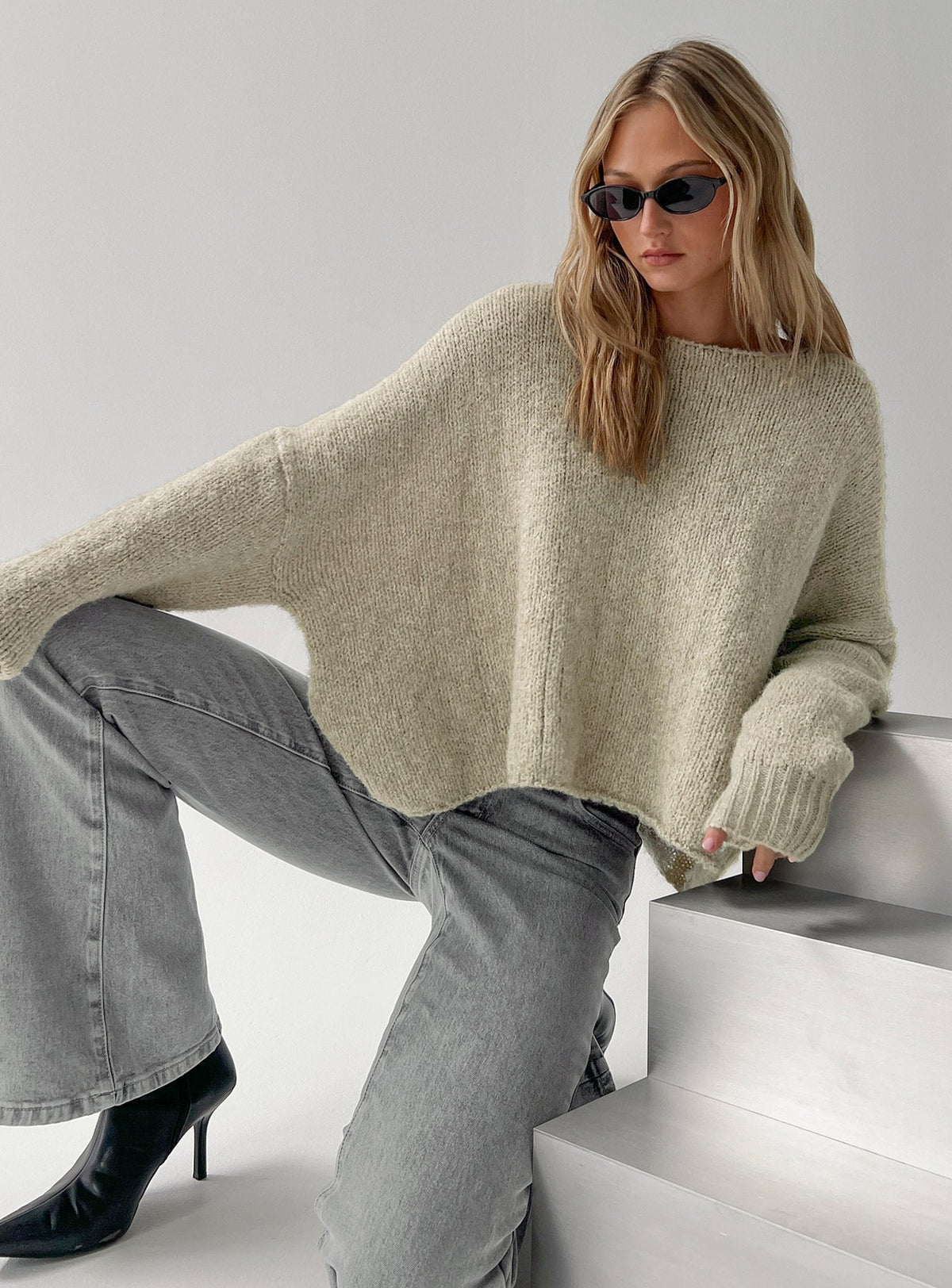 Women's Ramy Wide Neck Knit Sweater Olive