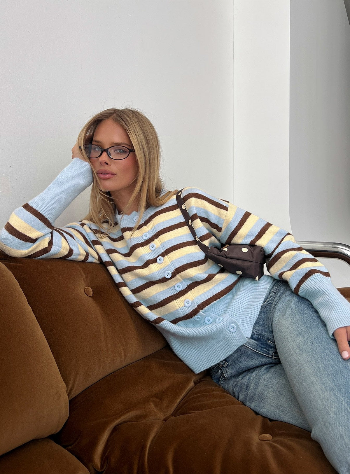 Women's Rhitta Button Down Cardigan Multi Stripe — Sweater