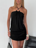 Women's Hedlea Draped Ring Detail Mini Dress Black — Dress