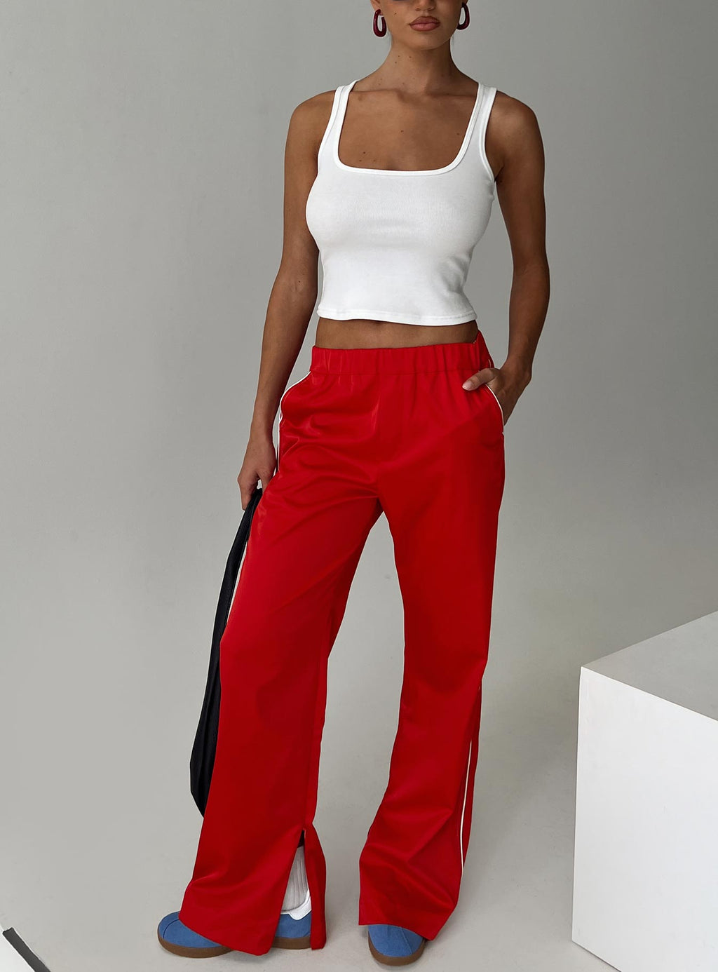Women's Travalta Satin Track Pant Red
