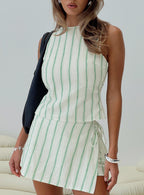 Women's Penelopie Backless Top Green Stripe