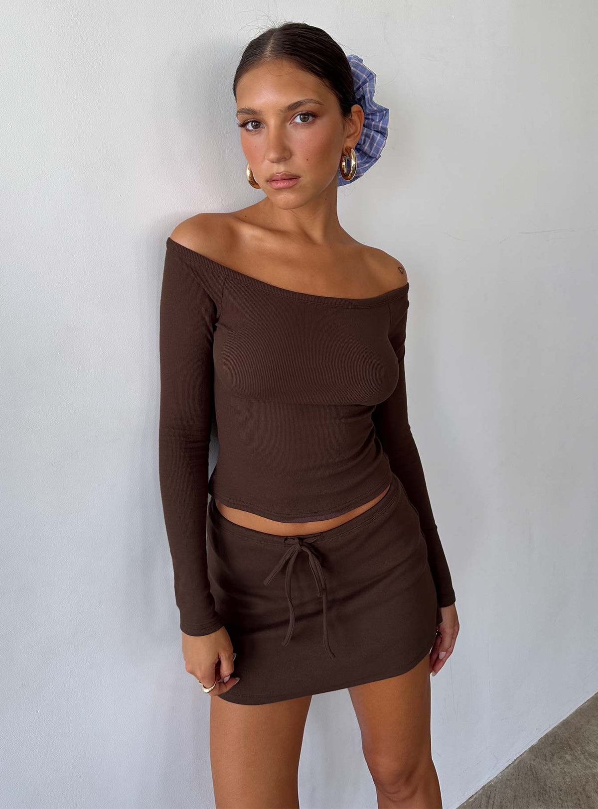 Women's Baseline Rib Skort Brown — Skirt
