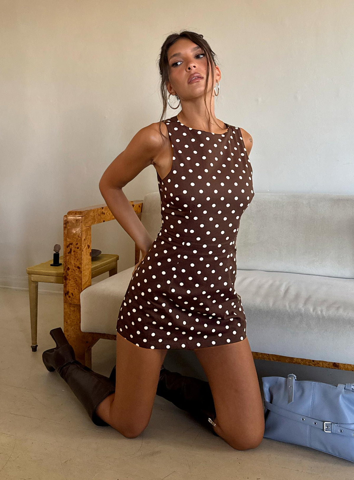Women's Yumiko Romper Brown Polka Dot
