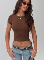 Women's Baseline Scoop Rib Tee Chocolate