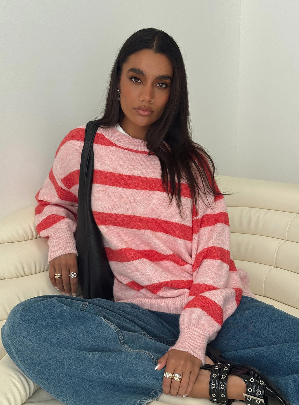 Women's Ryanna Sweater Pink / Red Stripe