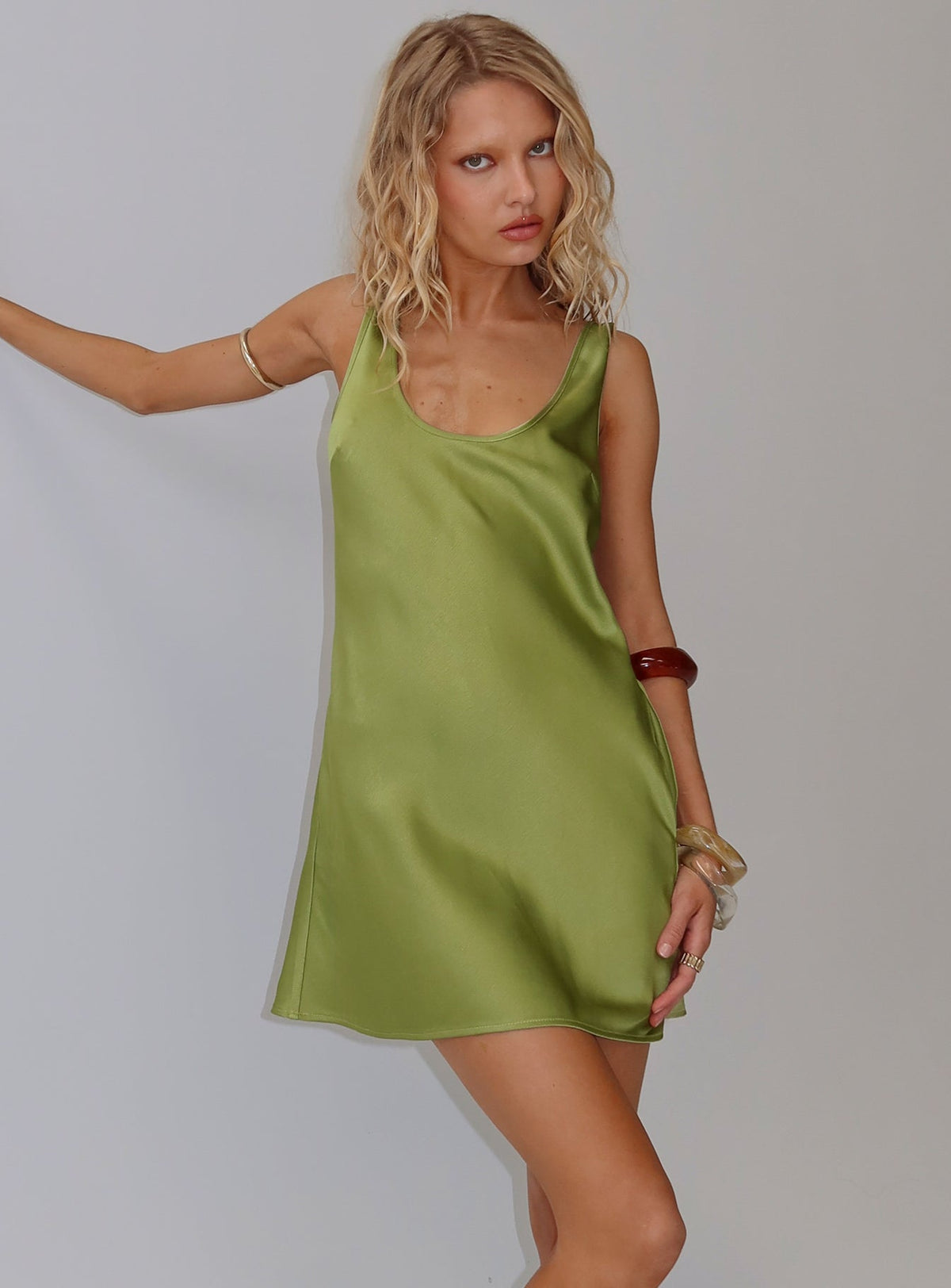 Women's Kalyssia Tie Back Shift Mini Dress Green — Dress