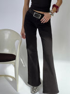 Women's Magic Mirror Mid Rise Bootleg Jeans Washed Black