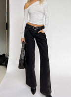 Women's Ellanor Low Rise Straight Leg Jean Washed Black
