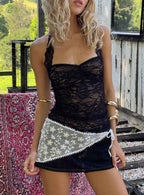 Women's Fantasize Lace Halter Top Black