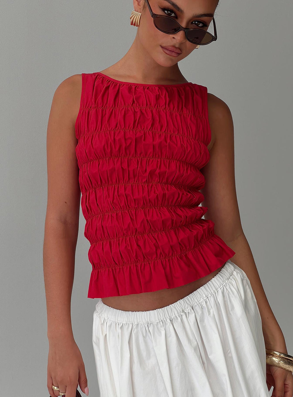Women's Marleene Shirred Top Red