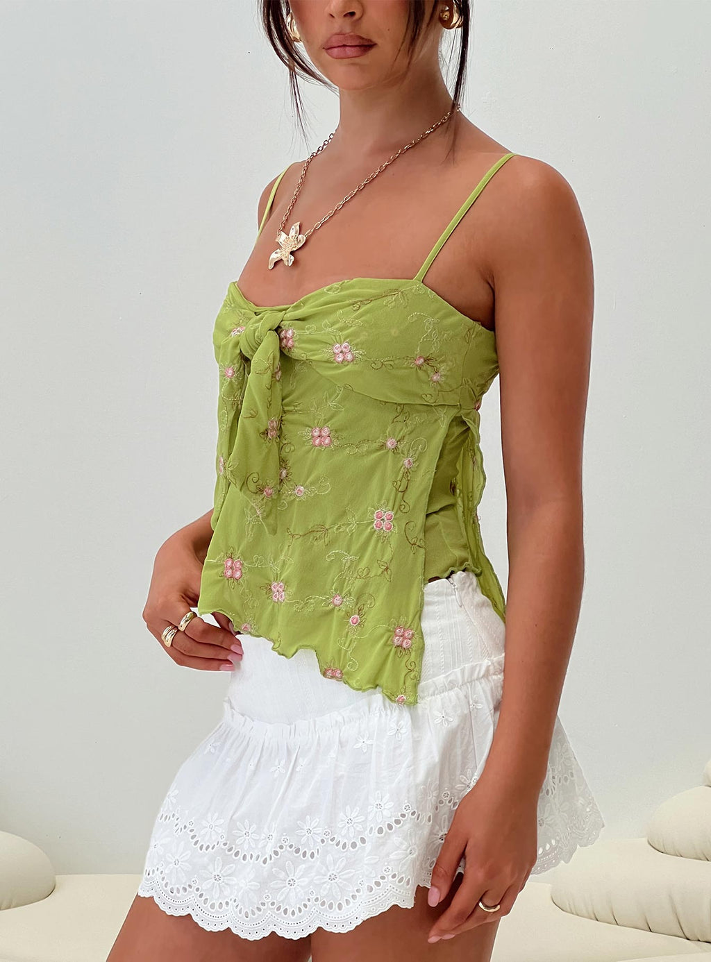 Women's Paislie Mesh Top Sage Green